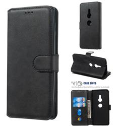 Retro Calf Matte Leather Wallet Phone Case for Sony Xperia XZ3 - Black