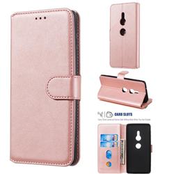 Retro Calf Matte Leather Wallet Phone Case for Sony Xperia XZ3 - Pink