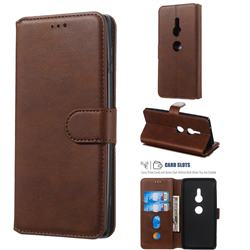 Retro Calf Matte Leather Wallet Phone Case for Sony Xperia XZ3 - Brown