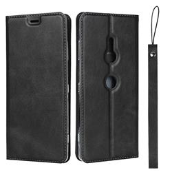 Calf Pattern Magnetic Automatic Suction Leather Wallet Case for Sony Xperia XZ3 - Black