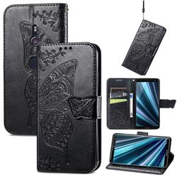 Embossing Mandala Flower Butterfly Leather Wallet Case for Sony Xperia XZ3 - Black