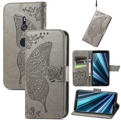 Embossing Mandala Flower Butterfly Leather Wallet Case for Sony Xperia XZ3 - Gray