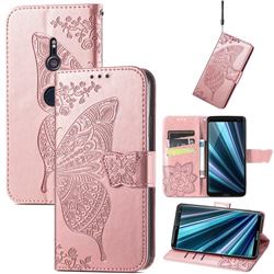 Embossing Mandala Flower Butterfly Leather Wallet Case for Sony Xperia XZ3 - Rose Gold