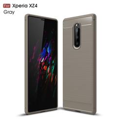 Luxury Carbon Fiber Brushed Wire Drawing Silicone TPU Back Cover for Sony Xperia 1 / Xperia XZ4 - Gray