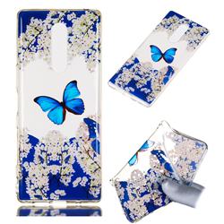 Blue Butterfly Flower Super Clear Soft TPU Back Cover for Sony Xperia 1 / Xperia XZ4