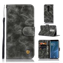 Luxury Retro Leather Wallet Case for Sony Xperia 1 / Xperia XZ4 - Gray