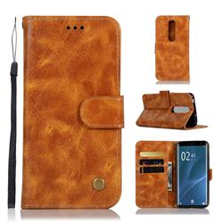 Luxury Retro Leather Wallet Case for Sony Xperia 1 / Xperia XZ4 - Golden