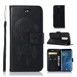 Intricate Embossing Owl Campanula Leather Wallet Case for Sony Xperia 1 / Xperia XZ4 - Black