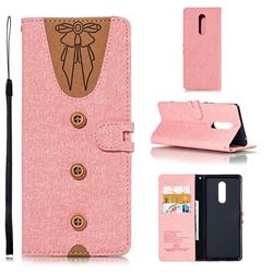 Ladies Bow Clothes Pattern Leather Wallet Phone Case for Sony Xperia 1 / Xperia XZ4 - Pink