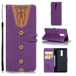 Ladies Bow Clothes Pattern Leather Wallet Phone Case for Sony Xperia 1 / Xperia XZ4 - Purple