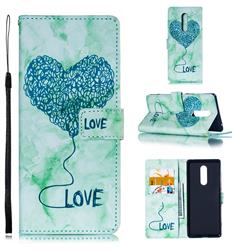 Marble Heart PU Leather Wallet Phone Case for Sony Xperia 1 / Xperia XZ4 - Green