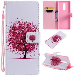 Colored Red Tree PU Leather Wallet Case for Sony Xperia 1 / Xperia XZ4