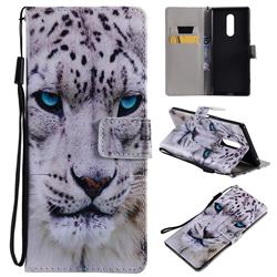White Leopard PU Leather Wallet Case for Sony Xperia 1 / Xperia XZ4