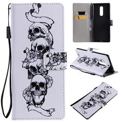 Skull Head PU Leather Wallet Case for Sony Xperia 1 / Xperia XZ4