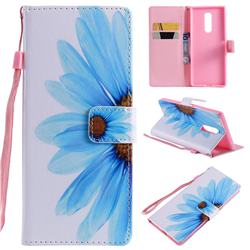 Blue Sunflower PU Leather Wallet Case for Sony Xperia 1 / Xperia XZ4