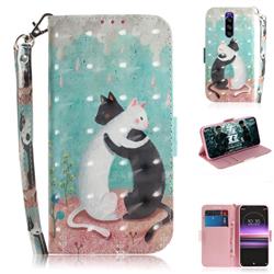 Black and White Cat 3D Painted Leather Wallet Phone Case for Sony Xperia 1 / Xperia XZ4