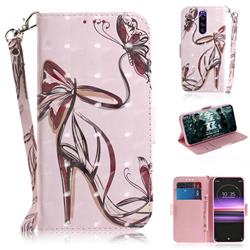 Butterfly High Heels 3D Painted Leather Wallet Phone Case for Sony Xperia 1 / Xperia XZ4
