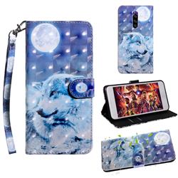 Moon Wolf 3D Painted Leather Wallet Case for Sony Xperia 1 / Xperia XZ4
