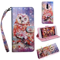 Colored Owl 3D Painted Leather Wallet Case for Sony Xperia 1 / Xperia XZ4