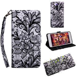 Black Lace Rose 3D Painted Leather Wallet Case for Sony Xperia 1 / Xperia XZ4