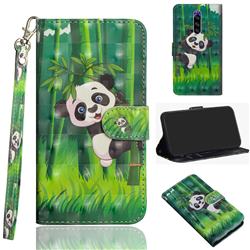 Climbing Bamboo Panda 3D Painted Leather Wallet Case for Sony Xperia 1 / Xperia XZ4
