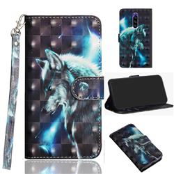 Snow Wolf 3D Painted Leather Wallet Case for Sony Xperia 1 / Xperia XZ4