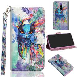 Watercolor Owl 3D Painted Leather Wallet Case for Sony Xperia 1 / Xperia XZ4