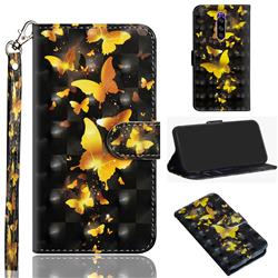 Golden Butterfly 3D Painted Leather Wallet Case for Sony Xperia 1 / Xperia XZ4