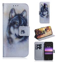 Snow Wolf PU Leather Wallet Case for Sony Xperia 1 / Xperia XZ4