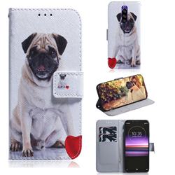 Pug Dog PU Leather Wallet Case for Sony Xperia 1 / Xperia XZ4