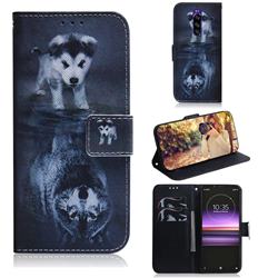 Wolf and Dog PU Leather Wallet Case for Sony Xperia 1 / Xperia XZ4