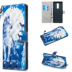 Ice Wolf 3D Painted Leather Wallet Phone Case for Sony Xperia 1 / Xperia XZ4