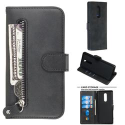 Retro Luxury Zipper Leather Phone Wallet Case for Sony Xperia 1 / Xperia XZ4 - Black
