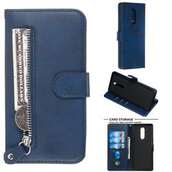 Retro Luxury Zipper Leather Phone Wallet Case for Sony Xperia 1 / Xperia XZ4 - Blue