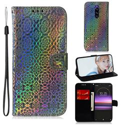 Laser Circle Shining Leather Wallet Phone Case for Sony Xperia 1 / Xperia XZ4 - Silver