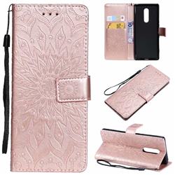 Embossing Sunflower Leather Wallet Case for Sony Xperia 1 / Xperia XZ4 - Rose Gold