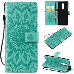 Embossing Sunflower Leather Wallet Case for Sony Xperia 1 / Xperia XZ4 - Green