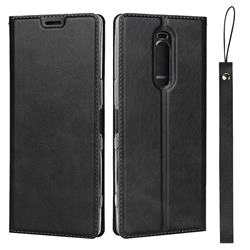 Calf Pattern Magnetic Automatic Suction Leather Wallet Case for Sony Xperia 1 / Xperia XZ4 - Black
