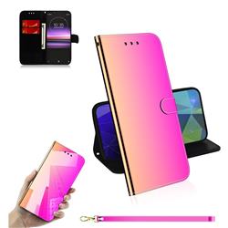 Shining Mirror Like Surface Leather Wallet Case for Sony Xperia 1 / Xperia XZ4 - Rainbow Gradient