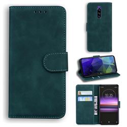Retro Classic Skin Feel Leather Wallet Phone Case for Sony Xperia 1 / Xperia XZ4 - Green