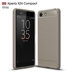 Luxury Carbon Fiber Brushed Wire Drawing Silicone TPU Back Cover for Sony Xperia XZ4 Compact - Gray