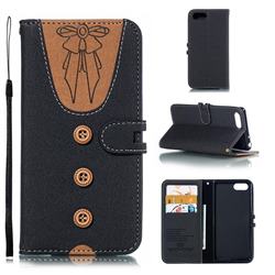 Ladies Bow Clothes Pattern Leather Wallet Phone Case for Sony Xperia 1 / Xperia XZ4 Compact - Black
