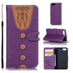 Ladies Bow Clothes Pattern Leather Wallet Phone Case for Sony Xperia 1 / Xperia XZ4 Compact - Purple