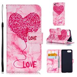 Marble Heart PU Leather Wallet Phone Case for Sony Xperia 1 / Xperia XZ4 Compact - Red