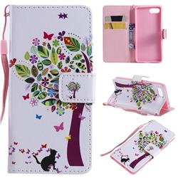 Cat and Tree PU Leather Wallet Case for Sony Xperia XZ4 Compact