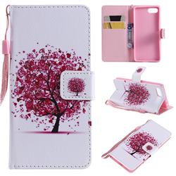 Colored Red Tree PU Leather Wallet Case for Sony Xperia XZ4 Compact