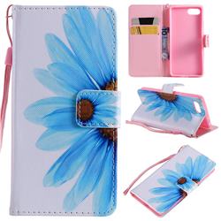 Blue Sunflower PU Leather Wallet Case for Sony Xperia XZ4 Compact