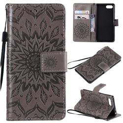 Embossing Sunflower Leather Wallet Case for Sony Xperia XZ4 Compact - Gray