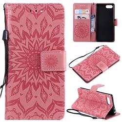 Embossing Sunflower Leather Wallet Case for Sony Xperia XZ4 Compact - Pink