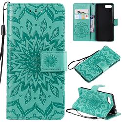 Embossing Sunflower Leather Wallet Case for Sony Xperia XZ4 Compact - Green